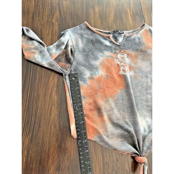 Rock & Rose Couture Rust Tie Dye Colored Womans Small Long Sleeve Crop Top - Picture 5 of 8